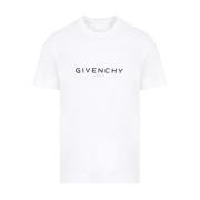 Givenchy Vit bomulls-T-shirt med svart logotyp White, Herr