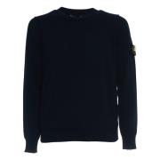 Stone Island Herr Crew Neck Sweater i Blå Blue, Herr