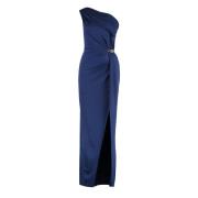 Elisabetta Franchi Asymmetrisk Jerseyklänning med Framslits Blue, Dam