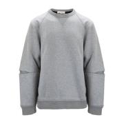 Alexander McQueen Herr Pullover Tröja med Broderad Logotyp Gray, Herr