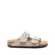 Birkenstock Beige Läder Sandaler Komfort Stil Beige, Dam