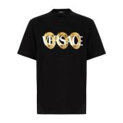 Versace Avslappnad Bomull T-shirt för Män Black, Herr