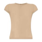 Rick Owens Crew Neck Sheer Kortärmad T-shirt Beige, Dam