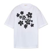 Marni T-shirt med blommigt motiv White, Dam