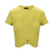 Elisabetta Franchi Guld Metall Detalj Crop Top Yellow, Dam