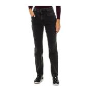 Armani Jeans Stretch denim jeans med logodetalj Black, Dam