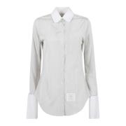 Thom Browne Universitetsrandig silkebomullsskjorta White, Dam