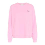 Saint Tropez Broderad Sweatshirt med Rund Hals Pink, Dam