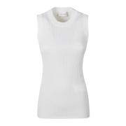 Sportmax Bomullstickad Topp White, Dam