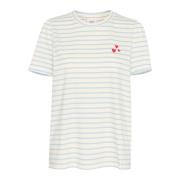 Saint Tropez Randig Tee Top AiryBlue White Multicolor, Dam