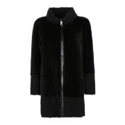 Suprema Shearling Coat Black, Dam