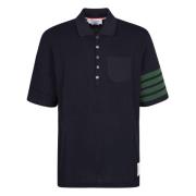 Thom Browne Pique Stickad Bröstficka Polo Blue, Herr