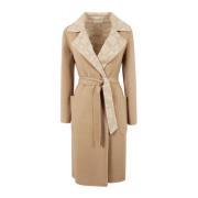 Max Mara Kamel Ullrock med Bälte Beige, Dam