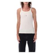 Saint Laurent Logo Tanktop Naturlig Ss25 White, Herr