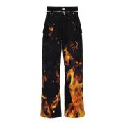 Balmain Jeans med eldtryck och insatser Multicolor, Herr