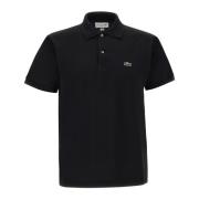 Lacoste Svart Pikétröja med Krokodillogotyp Black, Herr