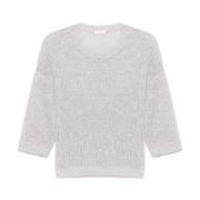 Peserico Paljettsweater Ljusgrå Crew Neck Gray, Dam