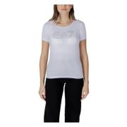 Emporio Armani EA7 Kortärmad bomullst-shirt kollektion White, Dam