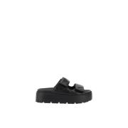 Prada Quiltade Lammskinn Kil Sandaler Black, Dam