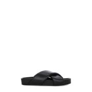 Jil Sander Svarta Läder Korsrem Sandaler Black, Herr