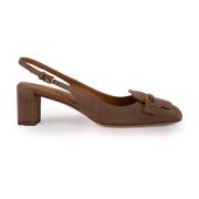 Tod's Beige Mocka Slingback Klackar med Metallstång Beige, Dam