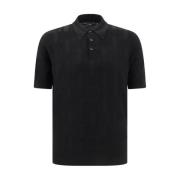 Dolce & Gabbana Sidens Polo Skjorta med Jacquard Väv Black, Herr