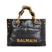 Balmain Svart Shopper Väska för Kvinnor Black, Dam