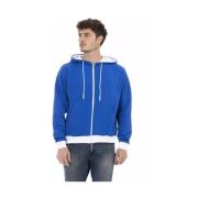 Baldinini Bl Wool Hoodie Mn Blue, Herr