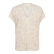 Part Two Fransk Ek Rosetryck T-shirt Beige, Dam