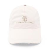 Brunello Cucinelli Broderad Nylon Baseballkeps White, Herr