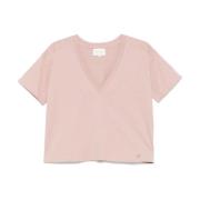 Loulou Studio Grundläggande V-ringad T-shirt Pink, Dam