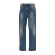 Vivienne Westwood Baggy bomullsjeans med midjebandssluckor Blue, Herr