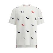 Thom Browne Broderade Taxar Bomull T-shirt White, Herr