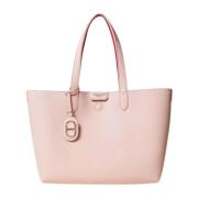 Twinset Vändbar läder shopper väska med charm Pink, Dam