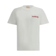 Marni Monogram Patch Bomull T-shirt White, Herr