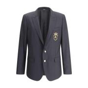 Dolce & Gabbana Ull Blazer Jacka med Spetsiga Revers Black, Herr