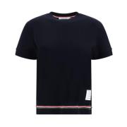 Thom Browne Färgglada Band T-shirt med Knäppta Ventiler Blue, Dam