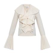 Alexander McQueen Topp med plisserade volanger White, Dam