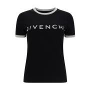 Givenchy Monogram Ringer T-shirt med Crew Neck Black, Dam