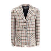 Chloé Rutig Mönster Ull Blazer Jacka Multicolor, Dam