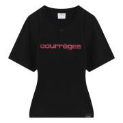 Courrèges Kortärmad Rund Hals T-shirt Black, Dam