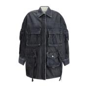 The Attico Vintage Fern Denim Jacket med Snap Black, Dam