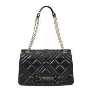 Love Moschino Svart axelväska med klämfäste Black, Dam