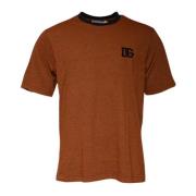 Dolce & Gabbana Brun Logo Patch Crew Neck T-shirt Brown, Herr