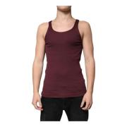 Dolce & Gabbana Mörk Röd Bomull Tank Top Brown, Herr