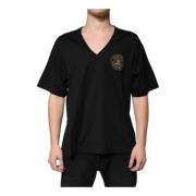 Dolce & Gabbana Svart Bomull Logo T-shirt Black, Herr