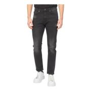 Hugo Boss Svarta Slim Fit Straight Leg Jeans Black, Herr