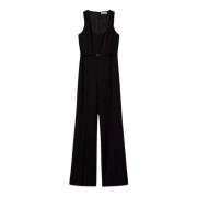 Twinset Jumpsuit med utsvängda ben i Milano-stickning Black, Dam