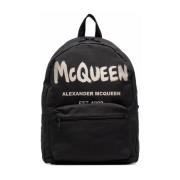 Alexander McQueen Graffiti Bucket Bag & Backpack Black, Herr