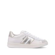 Bally Vita Lädersneakers med Logodetaljer White, Dam